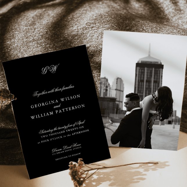 Invitation Mariage de monogramme minimaliste moderne (Créateur téléchargé)