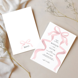 Invitation Mariage de monogramme moderne Elegant Rose Bleu Bo