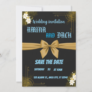 Invitation Mariage de monogramme noir et blanc Boho Minimal
