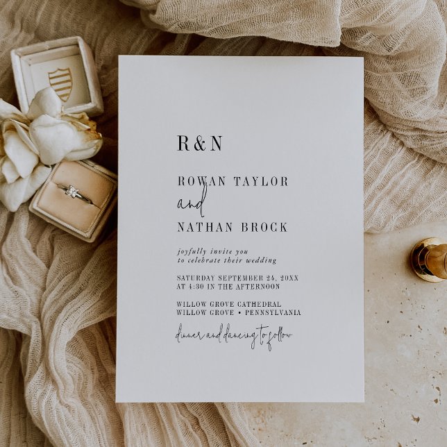 Invitation Mariage de Monogramme noir et blanc moderne (Créateur téléchargé)