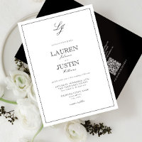 Mariage de monogramme noir et blanc QR Code Classi