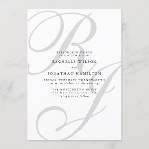 Invitation Mariage de monogramme noir minimal