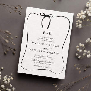 Invitation Mariage de monogramme pour cadre de plongée en noi