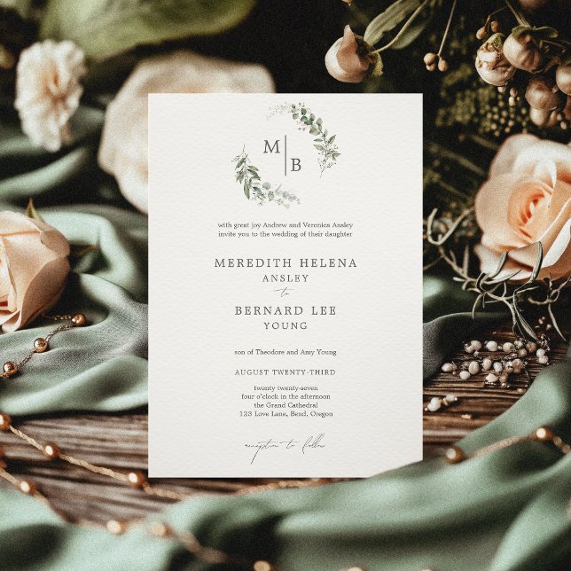 Invitation Mariage de monographie botanique élégant (Créateur téléchargé)