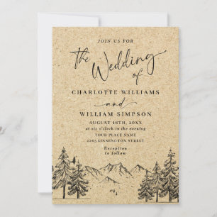 Invitation Mariage de montage en papier Kraft simulé