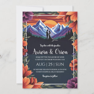 Invitation mariage de montagne floral moderne