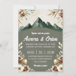 Invitation mariage de montagne floral moderne