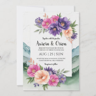 Invitation mariage de montagne floral moderne