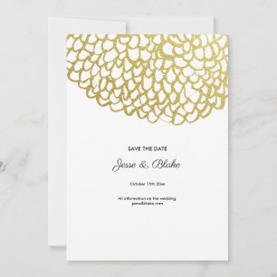 Invitation Mariage de Motif pétale dessiné à la main d'or