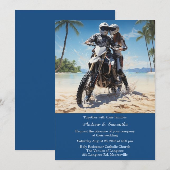 Invitation Mariage de moto personnalisé (Devant / Derrière)