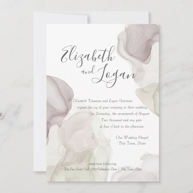 Invitation Mariage de mouvement aquarelle (Devant)