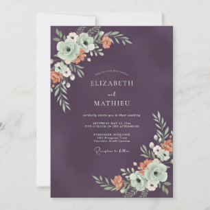 Invitation Mariage de Nature Opulente aux Tons de Prune
