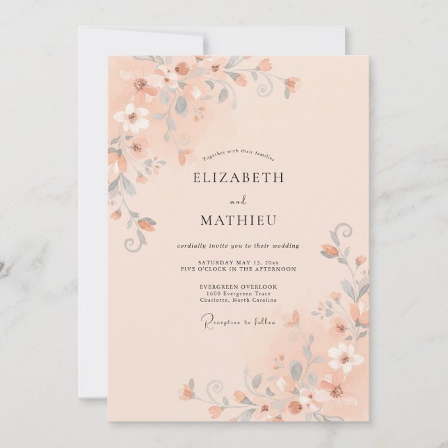 Invitation Mariage de nature tranquille pêche (Devant)