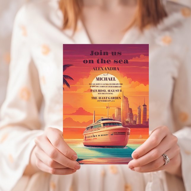 Invitation Mariage de navire de croisière tropical (Créateur téléchargé)