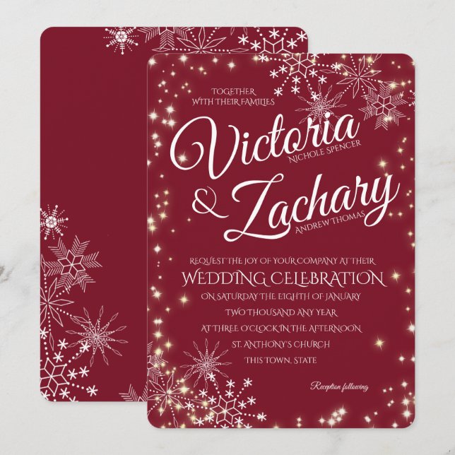 Invitation Mariage de neige de Bourgogne (Devant / Derrière)