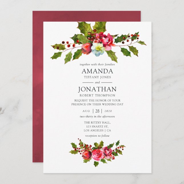 Invitation Mariage de Noël (Devant / Derrière)