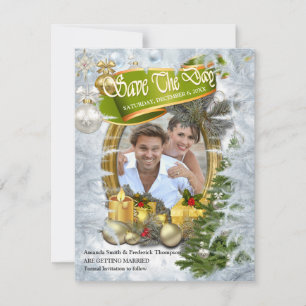 Invitation Mariage de Noël blanc Sauvez la journée