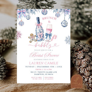 Invitation Mariage de Noël Brunch et Bubbly de style chinois
