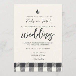 Invitation Mariage de Noël de Buffalo gris