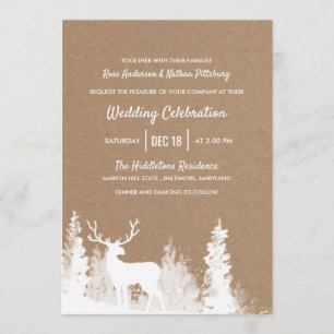 Invitation Mariage de Noël de la Renne Rustique en papier Kra
