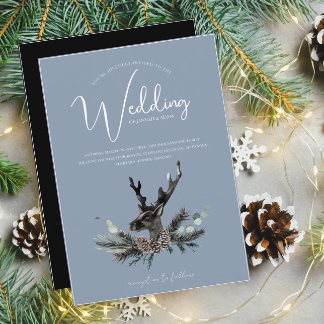 Invitation Mariage de Noël de la tête noire et bleu foncé (Créateur téléchargé)