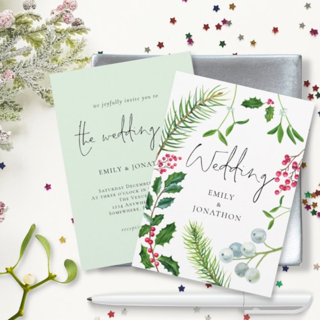 Invitation Mariage de Noël de Noël de Foliage d'hiver (Créateur téléchargé)