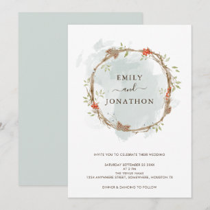 Invitation Mariage de Noël des baies de pin rustique