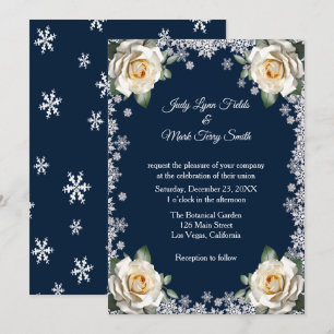 Invitation Mariage de Noël des Flammes de neige Roses blanche