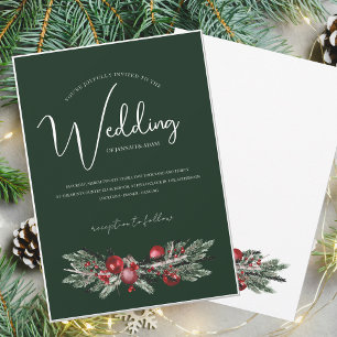 Invitation Mariage de Noël du Festival Vert Émeraude d'hiver