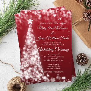 Invitation Mariage de Noël élégant argent et or