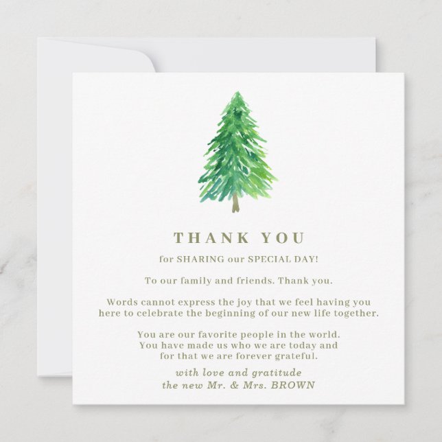 Invitation Mariage de Noël Forêt d'hiver Merci (Devant)