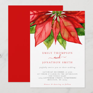 Invitation Mariage de Noël Grand Rouge Poinsettia