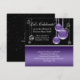 Invitation Mariage de Noël noir violet en argent