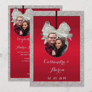 Invitation Mariage de Noël Ruby Rouge Élégant et Bauble Brill