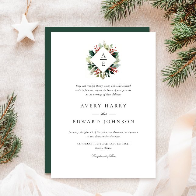 Invitation Mariage de Noël simple et élégant (Créateur téléchargé)