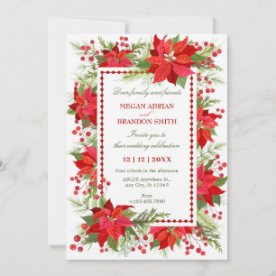 Invitation Mariage de noël vert vert de baies rouges
