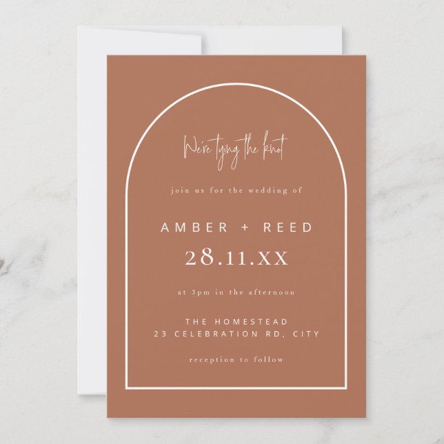 Invitation Mariage de noeud de jonction d'arc moderne Script  (Devant)