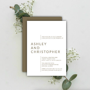 Invitation Mariage de noms Brown isolés minimalistes