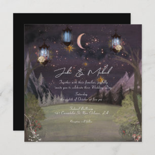 Invitation Mariage de nuit de Woodland mystique moderne