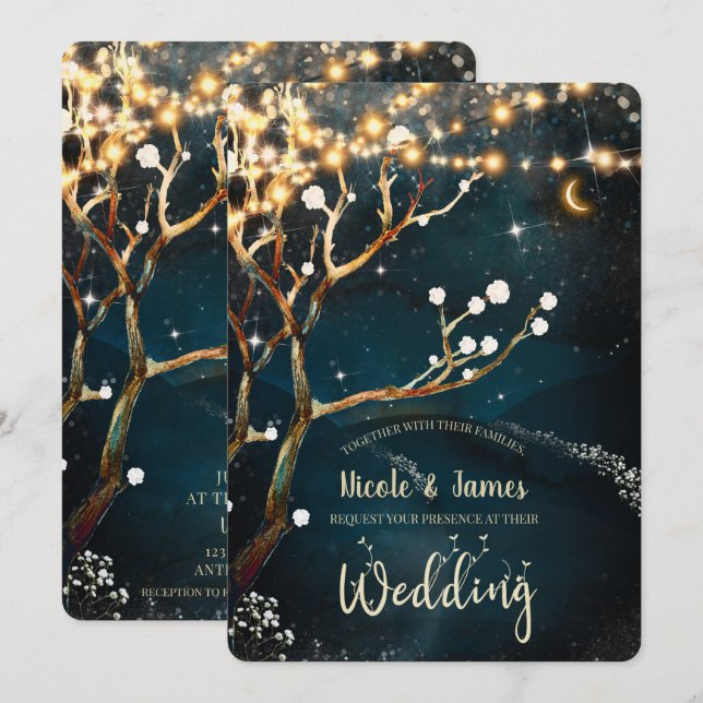 Invitation Mariage de nuit étoilé (Devant / Derrière)