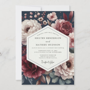 Invitation Mariage de Nuit Floral Bourguignon Maussade