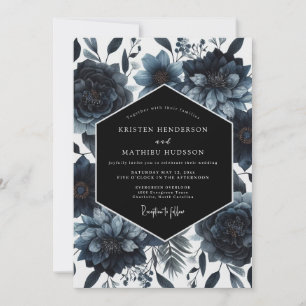 Invitation Mariage de Nuit Florale Navy