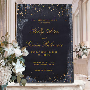 Invitation Mariage de nuit Gold Starry