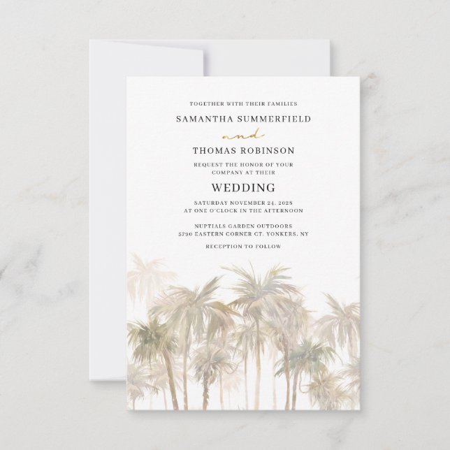 Invitation Mariage de palmiers côtiers (Devant)