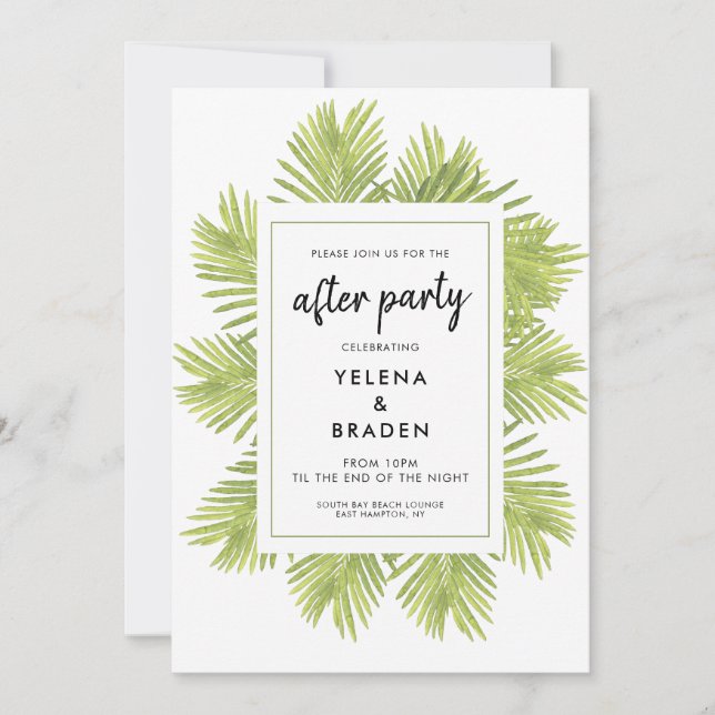 Invitation Mariage de palmiers tropicaux après la fête (Devant)