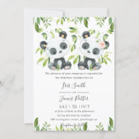 Mariage de pandas mignons sur fond de bambou vert