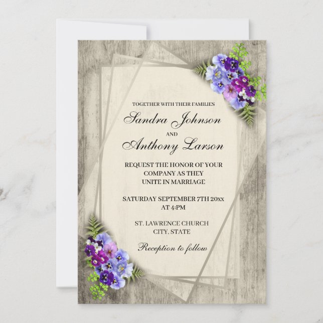 Invitation Mariage de panneaux géométriques rustiques élégant (Devant)