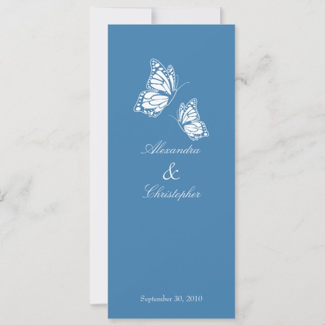 Invitation Mariage de papillons bleus simples (Devant)