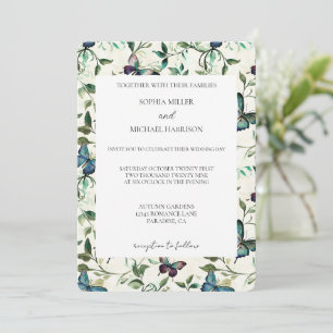 Invitation Mariage de papillons bleus tropicaux