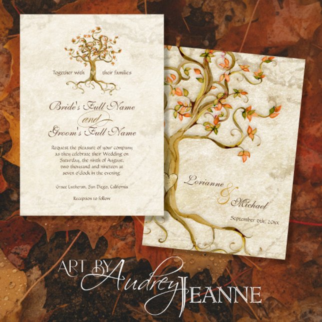 Invitation Mariage de parchemin antique des racines de l'arbr (Créateur téléchargé)